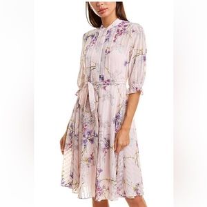 Nanette Lepore Pink Floral Garden 3/4 sleeve Dress size 12 L